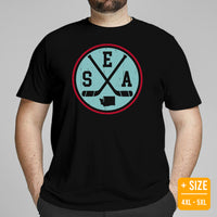 Seattle T-Shirt - Washington T-Shirt - Game Day Shirt - Ice Hockey T-Shirt - Retro Hockey Shirt - Gift for Hockey Player, Lover - SEA Shirt - Black, Plus Size