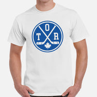 Hockey Game Outfit & Attire - Bday & Christmas Gift Ideas for Hockey Players & Goalies - Vintage Toronto Hockey Emblem Fanatic T-Shirt - White, Men