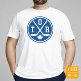 Hockey Game Outfit & Attire - Bday & Christmas Gift Ideas for Hockey Players & Goalies - Vintage Toronto Hockey Emblem Fanatic T-Shirt - White, Plus Size