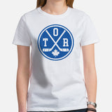 Hockey Game Outfit & Attire - Bday & Christmas Gift Ideas for Hockey Players & Goalies - Vintage Toronto Hockey Emblem Fanatic T-Shirt - White, Women