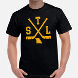 Hockey Game Outfit & Attire - Bday & Christmas Gift Ideas for Hockey Players - Retro St. Louis Hockey Emblem Fanatic T-Shirt - Black, Men