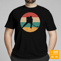 Hockey Game Outfit & Attire - Ideal Bday & Christmas Gifts for Hockey Players & Goalies - 80s Retro Ice Hockey T-Shirt - Black, Plus Size