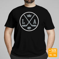 Hockey Game Outfit & Attire - Ideal Bday & Christmas Gifts for Hockey Players & Goalies - Retro Los Angeles Hockey Emblem Fanatic Tee - Black, Plus Size