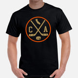 Hockey Game Outfit & Attire - Ideal Bday & Christmas Gifts for Hockey Players & Goalies - Vintage Anaheim Hockey Emblem Fanatic Shirt - Black, Men