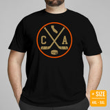 Hockey Game Outfit & Attire - Ideal Bday & Christmas Gifts for Hockey Players & Goalies - Vintage Anaheim Hockey Emblem Fanatic Shirt - Black, Plus Size