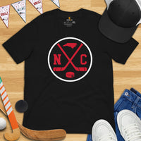 NC Shirt - North Carolina T-Shirt - Hockey Tee - Ice Hockey T-Shirt - Game Day Shirt - Retro Hockey Shirt - Gift for Hockey Player & Lover - Black