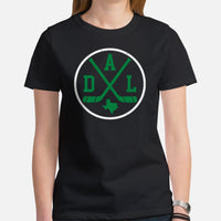 DAL T-Shirt - Texas T-Shirt - Dallas T-Shirt - Hockey Tee - Ice Hockey Shirt - Game Day Shirt - Retro Hockey Shirt - Gift for Hockey Lover - Black, Women