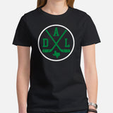 DAL T-Shirt - Texas T-Shirt - Dallas T-Shirt - Hockey Tee - Ice Hockey Shirt - Game Day Shirt - Retro Hockey Shirt - Gift for Hockey Lover - Black, Women