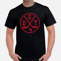 DET Shirt - Detroit T-Shirt - Michigan T-Shirt - Ice Hockey T-Shirt - Game Day Shirt - Retro Hockey Shirt - Gift for Hockey Player & Lover - Black, Men