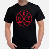 DET Shirt - Detroit T-Shirt - Michigan T-Shirt - Ice Hockey T-Shirt - Game Day Shirt - Retro Hockey Shirt - Gift for Hockey Player & Lover - Black, Men
