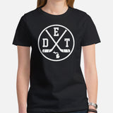 Hockey Game Outfit & Attire - Ideal Bday & Christmas Gifts for Hockey Players & Goalies - Vintage Detroit Hockey Emblem Fanatic Tee - Black, Women