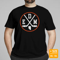 Hockey Game Outfit & Attire - Ideal Bday & Christmas Gifts for Hockey Players & Goalies - Vintage Edmonton Hockey Emblem Fanatic Tee - Black, Plus Size