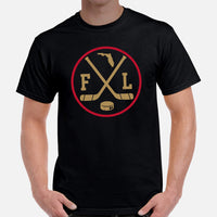 FL T-Shirt - Florida Shirt - Miami T-Shirt - Hockey Tee - Ice Hockey T-Shirt - Game Day Shirt - Retro Hockey Shirt - Gift for Hockey Lover - Black, Men
