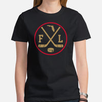 FL T-Shirt - Florida Shirt - Miami T-Shirt - Hockey Tee - Ice Hockey T-Shirt - Game Day Shirt - Retro Hockey Shirt - Gift for Hockey Lover - Black, Women