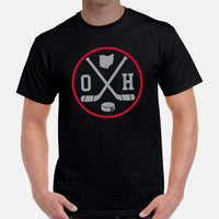 Ohio State Tee - Columbus Shirt - Columbus Ohio T-Shirt - Ice Hockey T-Shirt - Game Day Shirt - Retro Hockey Shirt - Gift for Hockey Lover - Black, Men