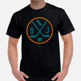 Hockey Game Outfit & Attire - Ideal Bday & Christmas Gifts for Hockey Players & Goalies - Vintage San Jose Hockey Emblem Fanatic Tee - Black, Men