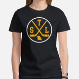 Hockey Game Outfit & Attire - Ideal Bday & Christmas Gifts for Hockey Players & Goalies - Vintage St. Louis Hockey Emblem Fanatic Tee - Black, Women