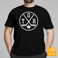 Hockey Game Outfit & Attire - Ideal Bday & Christmas Gifts for Hockey Players & Goalies - Vintage Toronto Hockey Emblem Fanatic T-Shirt - Black, Plus Size