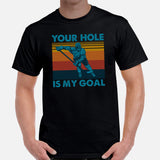 Hockey Game Outfit & Attire - Ideal Bday & Christmas Gifts for Ice Hockey Players & Goalies - Funny Your Hole Is My Goal T-Shirt - Black, Men