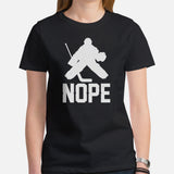 Hockey Game Outfit & Attire - Ideal Bday & Christmas Gifts for Ice Hockey Players & Goalies - Vintage Nope T-Shirt - Black, Women