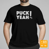 Hockey Game Outfit & Attire - Ideal Birthday & Christmas Gifts for Ice Hockey Players & Goalies - Vintage Puck Yeah Sarcastic T-Shirt - Black, Plus Size