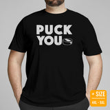 Hockey Game Outfit & Attire - Ideal Birthday & Christmas Gifts for Ice Hockey Players & Goalies - Vintage Puck You Sarcastic T-Shirt - Black, Plus Size