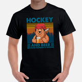 Hockey Game Outfit - Ideal Bday & Christmas Gifts for Hockey Players - Hockey & Beer Because Murder Is Wrong Smokey The Bear T-Shirt - Black, Men
