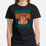 Hockey Game Outfit - Ideal Bday & Christmas Gifts for Hockey Players - Hockey & Beer Because Murder Is Wrong Smokey The Bear T-Shirt - Black, Women