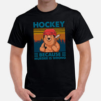 Hockey Game Outfit - Ideal Bday & Christmas Gifts for Hockey Players - Smokey The Bear Tee - Hockey Because Murder Is Wrong T-Shirt - Black, Men