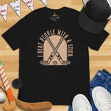 Hockey Jersey, Game Outfit & Attire - Ideal Bday & Christmas Gifts for Hockey Players & Goalies - Funny I Beat People With A Stick Tee - Black