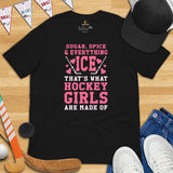 Hockey Jersey, Game Outfit & Attire - Ideal Bday & Christmas Gifts for Hockey Players & Goalies - Funny Ice Hockey Girls T-Shirt - Black