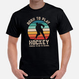 Hockey Jersey, Game Outfit & Attire - Ideal Bday & Christmas Gifts for Ice Hockey Players - Born To Play Hockey Forced To Work T-Shirt - Black, Men