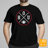 Houston Football Emblem Fanatic Vintage Graphic T-Shirt: Retro Style, Ideal Gifts for Him & Her, Football Fans - Game Day Shirt - Black, Plus Size