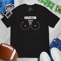 Houston TD's T-Shirt - Funny Football Fanatic Shirt: Ideal Gifts for Football Moms, Fans & Supporters - Sarcastic Game Day Shirt - Black