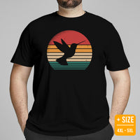 Camping & Hiking Shirt - Presents, Gift Ideas for Bird & Nature Lovers, Birdwatchers, Birders, Happy Campers - Vintage Hummingbird T-Shirt - Black, Large Size for Overweight
