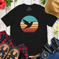 Camping & Hiking T-Shirt - Presents, Gift Ideas for Bird & Nature Lovers, Birdwatchers, Birders, Happy Campers - Retro Hummingbird T-Shirt - Black