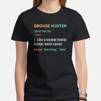 Hunting & Birdwatching T-Shirt - Gift for Hunter, Birdwatcher & Bird Lovers - Grouse Hunter Definition Shirt - Upland Shooting Shirt - Black, Women