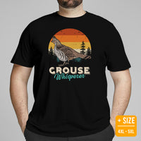 Hunting & Birdwatching T-Shirt - Gift for Hunter, Birdwatcher, Bird Lovers - Grouse Whisperer Retro Aesthetic Shirt - Upland Shirt - Black, Plus Size