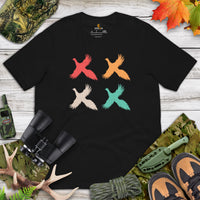 Hunting & Birdwatching T-Shirt - Gift for Hunter, Birdwatcher, Bird Lovers - Pheasant Retro Aesthetic Shirt - Upland Shooting Shirt - Black