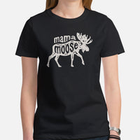 Hunting T-Shirt - Gift for Hunter, Bow Hunter, Archer & Animal Lover - Alaska, Giant Moose Lover Shirt - Mama Moose Shirt - Black