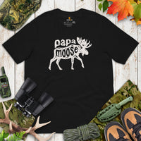 Hunting T-Shirt - Gift for Hunter, Bow Hunter, Archer & Animal Lover - Alaska, Giant Moose Lover Shirt - Papa Moose Shirt - Black