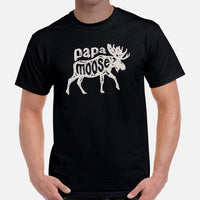 Hunting T-Shirt - Gift for Hunter, Bow Hunter, Archer & Animal Lover - Alaska, Giant Moose Lover Shirt - Papa Moose Shirt - Black, Men