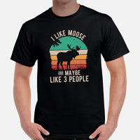 Hunting T-Shirt - Gift for Hunter, Bow Hunter, Archer & Animal Lover - Moose Lover Shirt - I Love Moose And Maybe Like 3 People Shirt - Black, Men