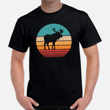 Hunting T-Shirt - Gift for Hunter, Bow Hunter, Archer & Animal Lover - Moose Lover Shirt - Moose Retro Sunset Aesthetic T-Shirt - Black, Men