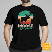 Hunting T-Shirt - Gift for Hunter, Bow Hunter, Archer & Animal Lover - Moose Lover Shirt - Moose Whisperer Retro Aesthetic Shirt - Black, Plus Size