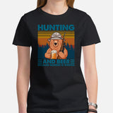 Hunting T-Shirt - Gift for Hunter, Bow Hunter & Beer Lover - Smokey The Bear Shirt - Hunting And Beer Because Murder Is Wrong Shirt - Black, Women