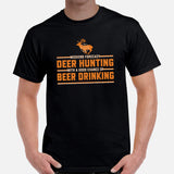 Hunting T-Shirt - Gift for Hunter, Bow Hunter & Beer Lover - Weekend Forecast Deer Hunting With A Good Chance of Beer Drinking Shirt - Black, Men