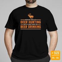 Hunting T-Shirt - Gift for Hunter, Bow Hunter & Beer Lover - Weekend Forecast Deer Hunting With A Good Chance of Beer Drinking Shirt - Black, Plus Size