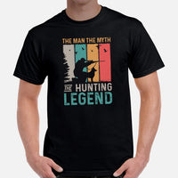 Hunting T-Shirt - Gifts for Hunters, Bow Hunters & Archers - Duck & Deer Hunting Season Tee - The Man The Myth The Hunting Legend Shirt - Black, Men