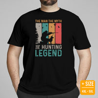 Hunting T-Shirt - Gifts for Hunters, Bow Hunters & Archers - Duck & Deer Hunting Season Tee - The Man The Myth The Hunting Legend Shirt - Black, Plus Size